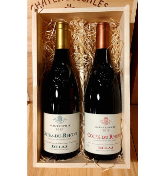 Wijnkist met 2 Côtes Du Rhone Wit & Rood